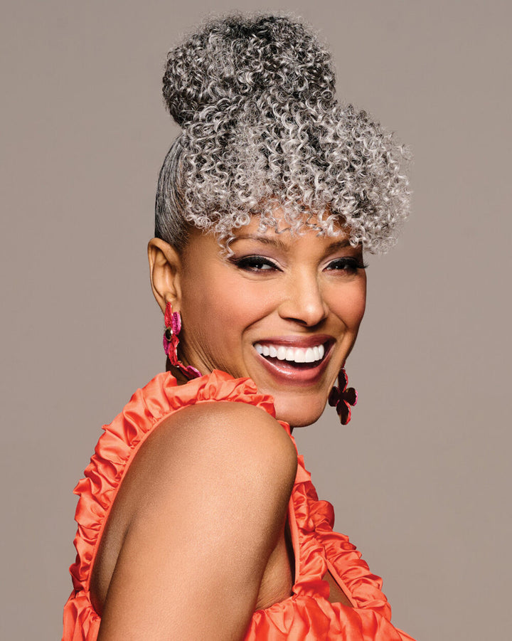 Bombshell Bun &amp; Bangs by Kim Kimble | Heat-Friendly Hairpiece
