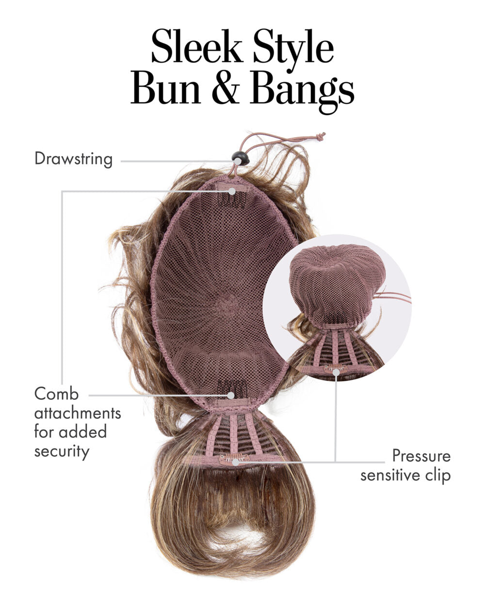 Sleek Style Bun &amp; Bangs by Hairdo | Heat-Friendly Hairpiece