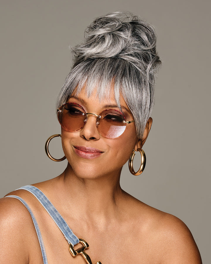 Sleek Style Bun &amp; Bangs by Hairdo | Heat-Friendly Hairpiece
